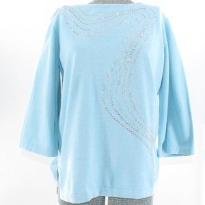 Bob Mackie WearableArt Blue Beaded Cardigan M NWOT